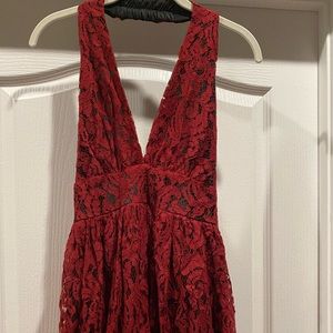 Lacy red halter minidress